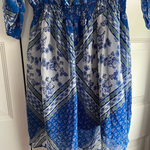 En Focus Studio Blue and White Print Dress - Picture 8 of 8